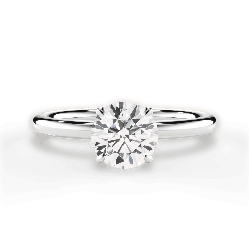 Audrey Round Cut Lab Grown Diamond 14Kt White Gold Engagement Ring