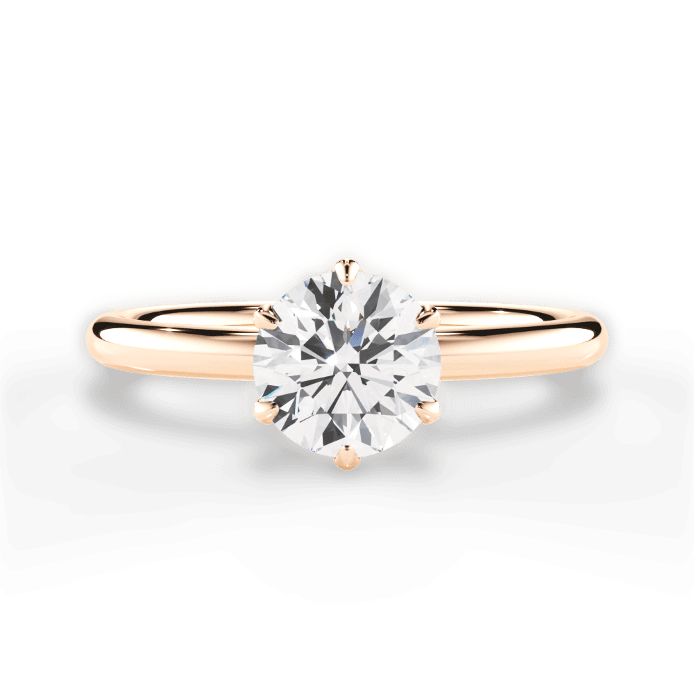 Alexa Round Cut Lab Grown Diamond 18Kt Rose Gold Engagement Ring