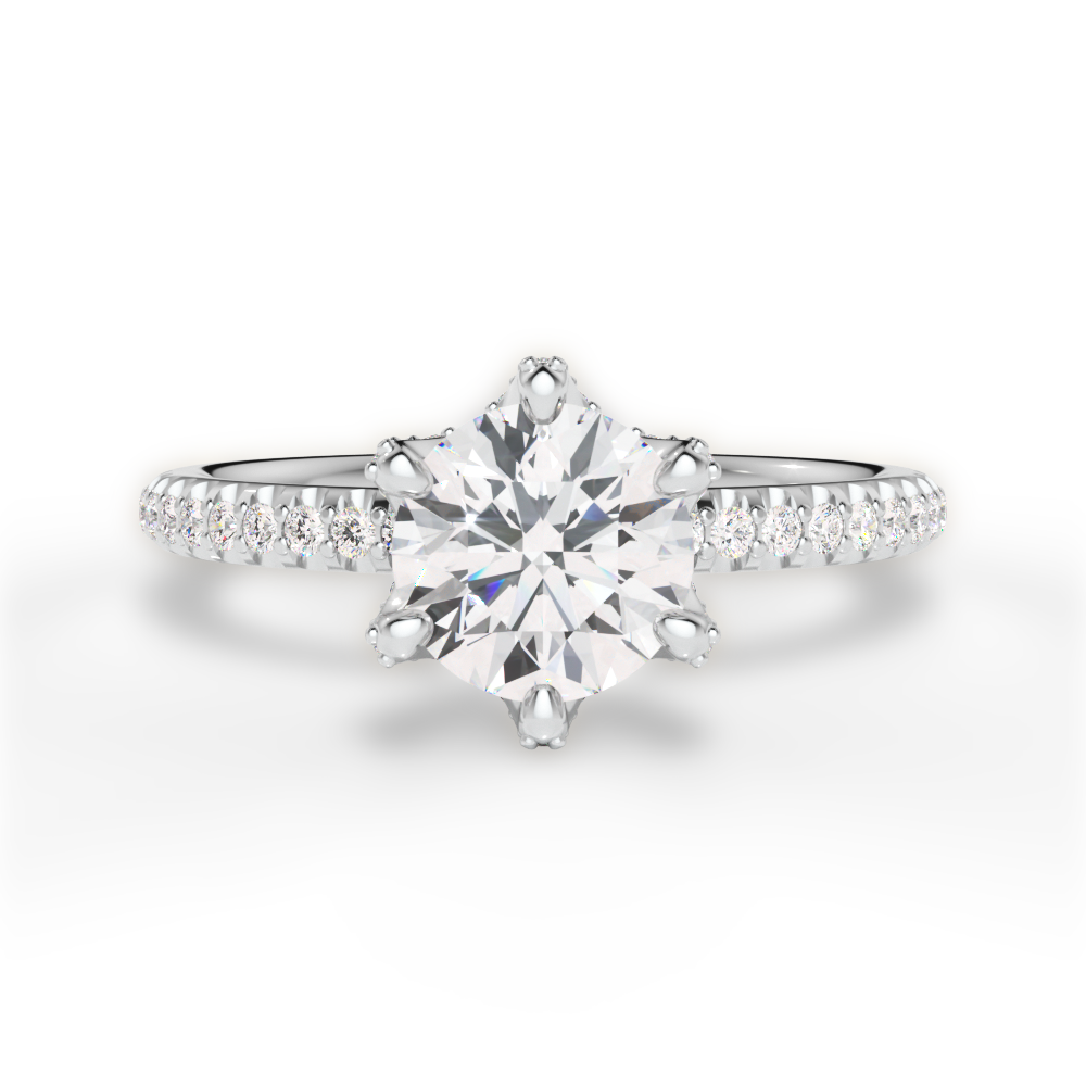 Kimberly Round Cut Lab Grown Diamond 14Kt White Gold Engagement Ring