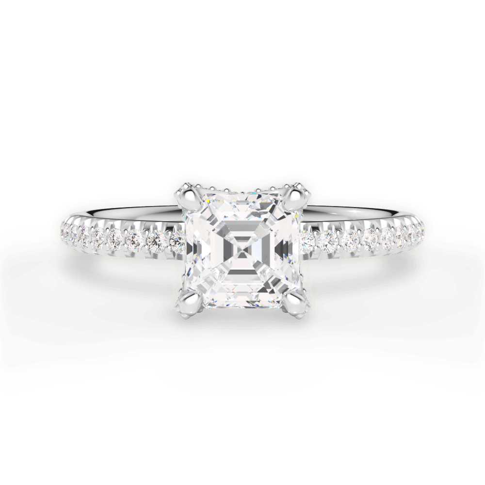 Cora Asscher Cut Lab Grown Diamond 14Kt White Gold Engagement Ring