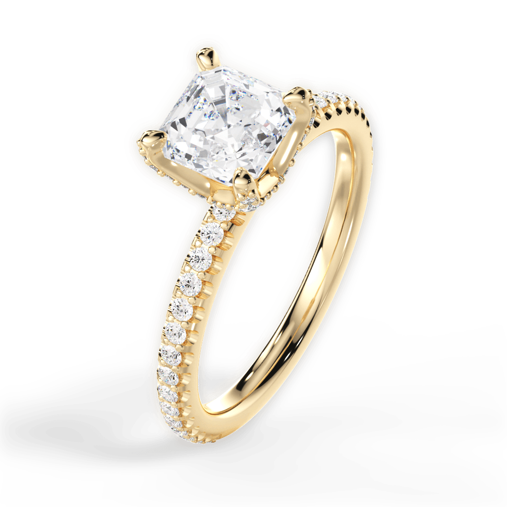 Cora Asscher Cut Lab Grown Diamond 18Kt Yellow Gold Engagement Ring - View 2