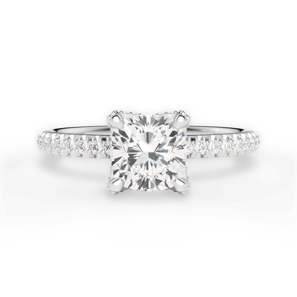 Cora Cushion Cut Lab Grown Diamond 18Kt White Gold Engagement Ring