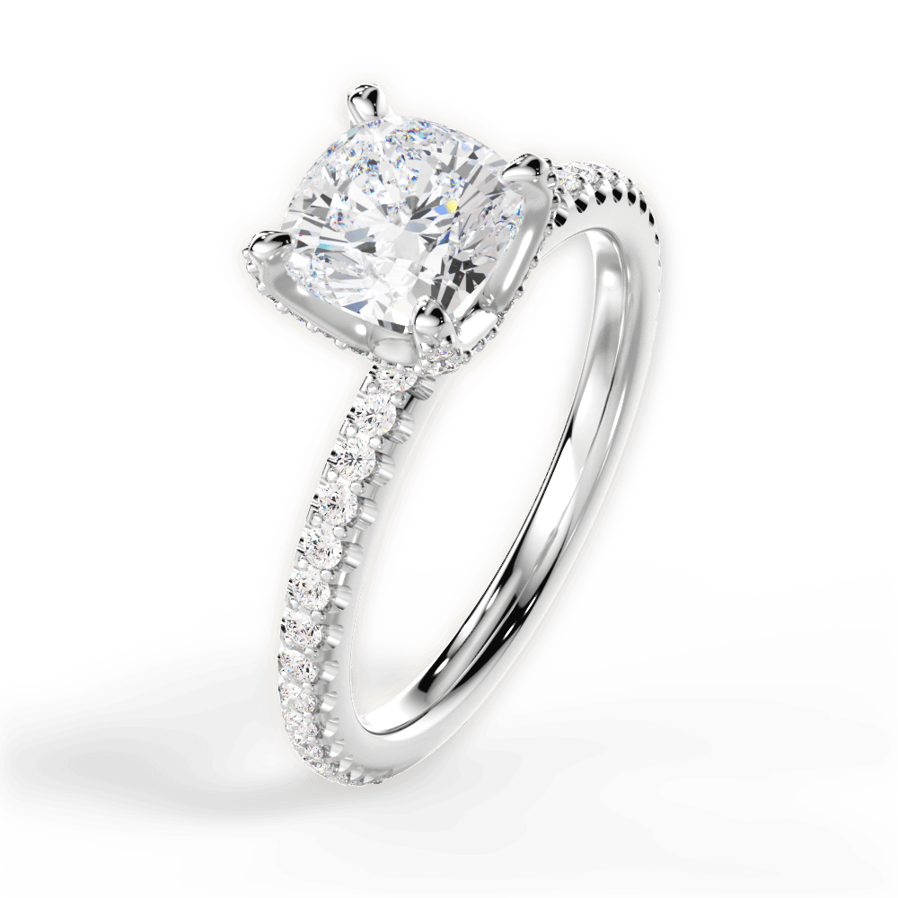 Cora Cushion Cut Lab Grown Diamond 14Kt White Gold Engagement Ring - View 4