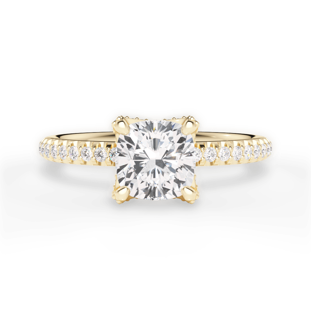Cora Cushion Cut Lab Grown Diamond 18Kt Yellow Gold Engagement Ring