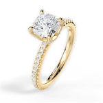Cora Cushion Cut Lab Grown Diamond 18Kt Yellow Gold Engagement Ring - View 3