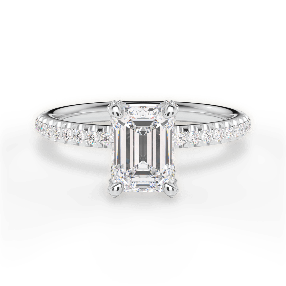 Cora Emerald Cut Lab Grown Diamond 14Kt White Gold Engagement Ring