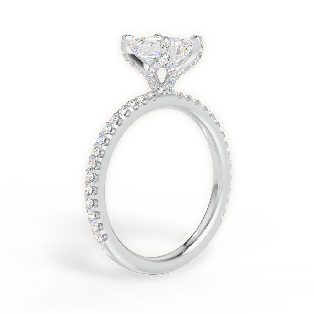 Cora Emerald Cut Lab Grown Diamond 14Kt White Gold Engagement Ring - View 3