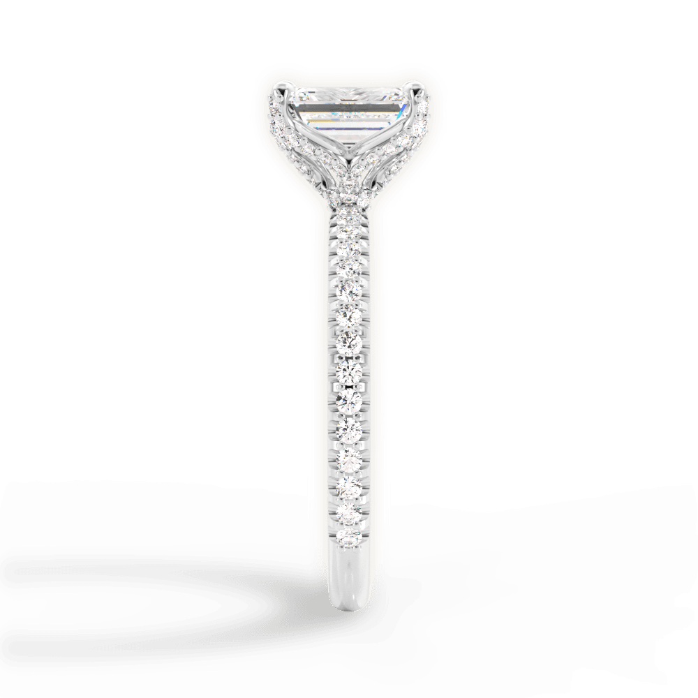 Cora Emerald Cut Lab Grown Diamond 18Kt White Gold Engagement Ring - View 4