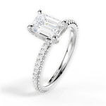 Cora Emerald Cut Lab Grown Diamond 18Kt White Gold Engagement Ring - View 2