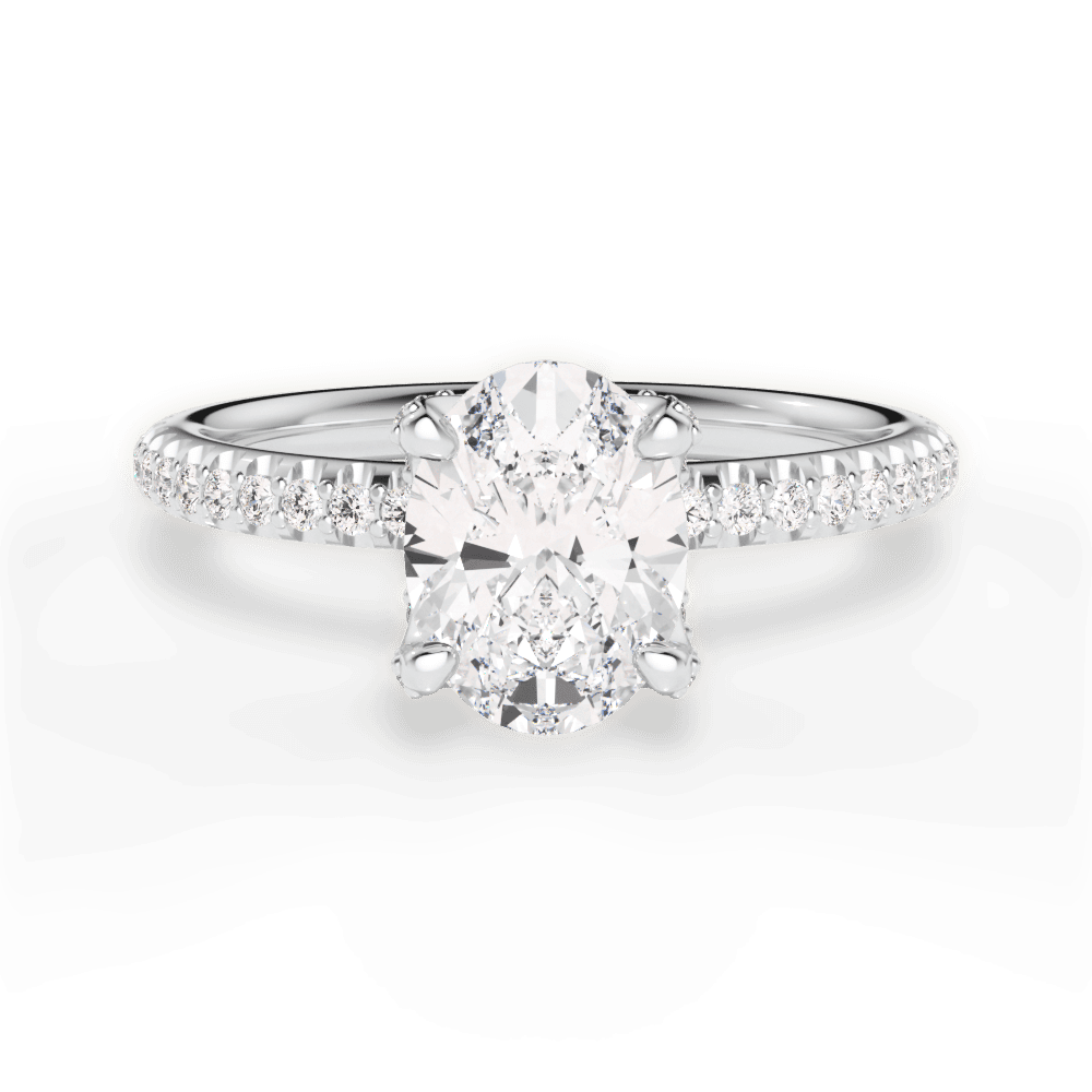 Cora Oval Cut Lab Grown Diamond 14Kt White Gold Engagement Ring