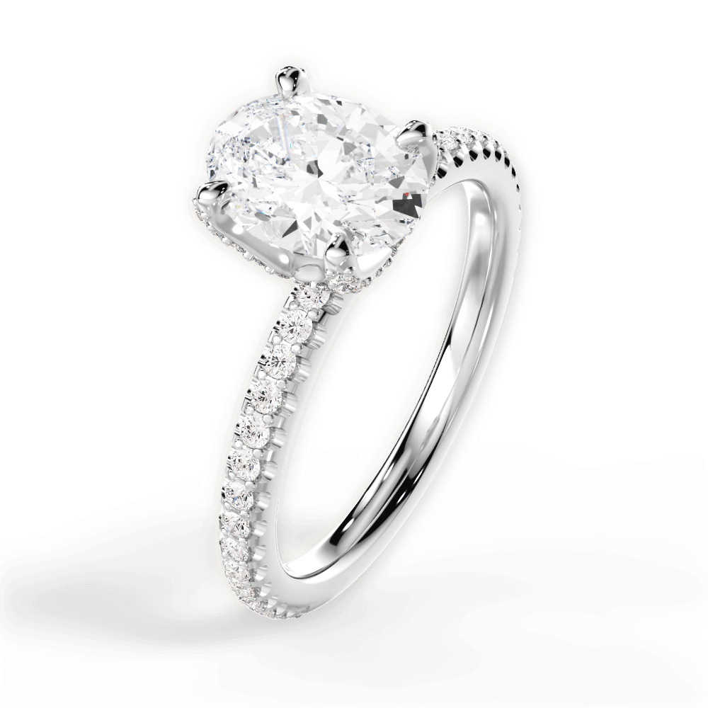Cora Oval Cut Lab Grown Diamond 18Kt White Gold Engagement Ring - View 2