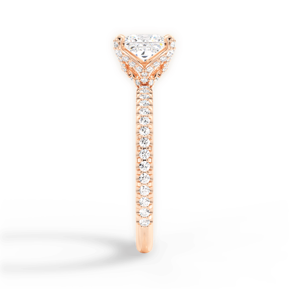 Cora Princess Cut Lab Grown Diamond 18Kt Rose Gold Engagement Ring - View 2