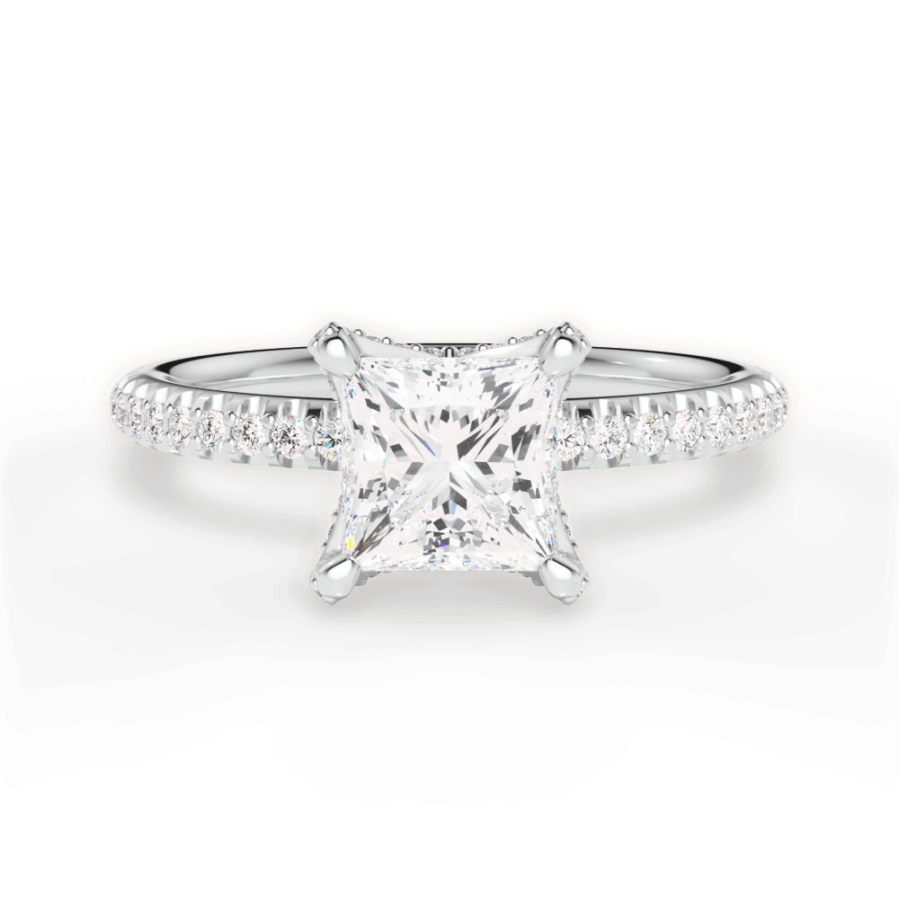 Cora Princess Cut Lab Grown Diamond 14Kt White Gold Engagement Ring