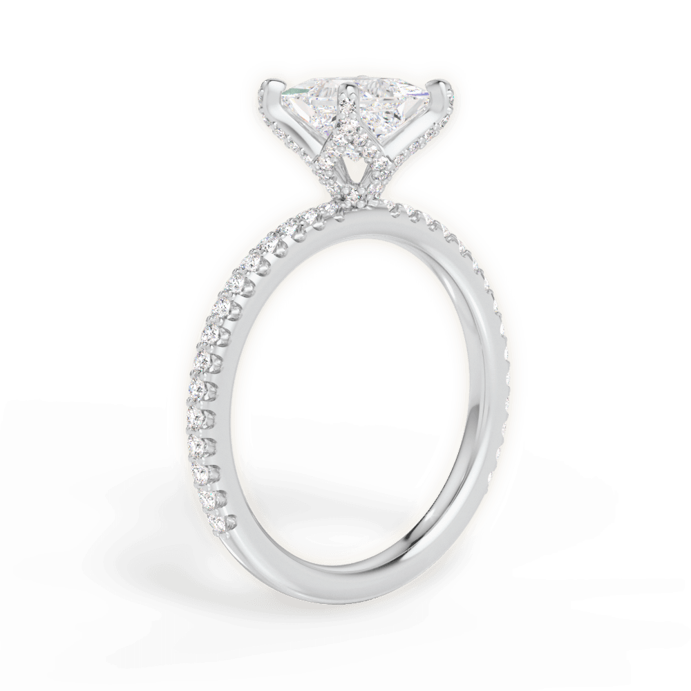 Cora Princess Cut Lab Grown Diamond 18Kt White Gold Engagement Ring - View 3