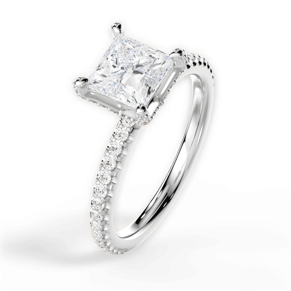 Cora Princess Cut Lab Grown Diamond Platinum Engagement Ring - View 4