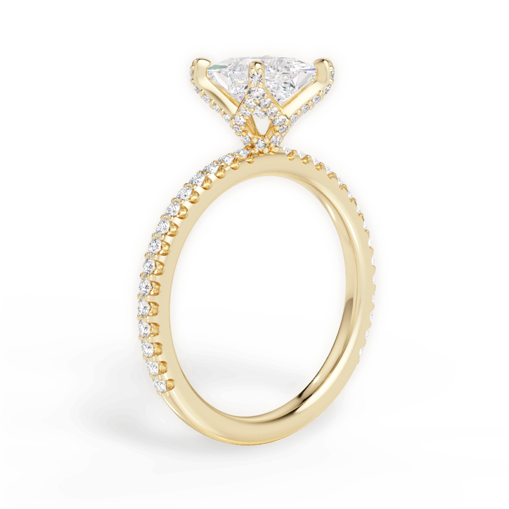 Cora Princess Cut Lab Grown Diamond 18Kt Yellow Gold Engagement Ring - View 3