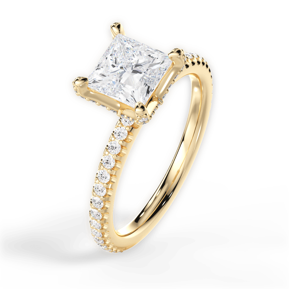 Cora Princess Cut Lab Grown Diamond 18Kt Yellow Gold Engagement Ring - View 4