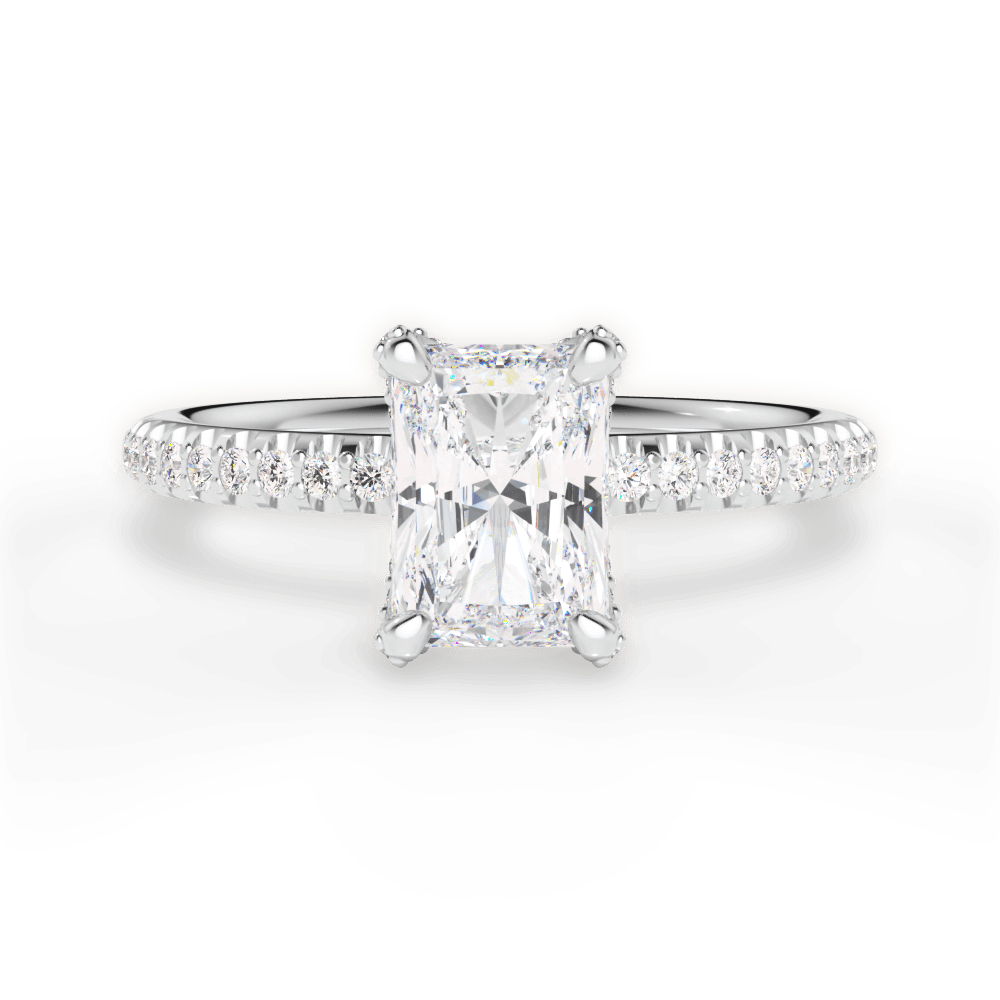 Cora Radiant Cut Lab Grown Diamond Platinum Engagement Ring