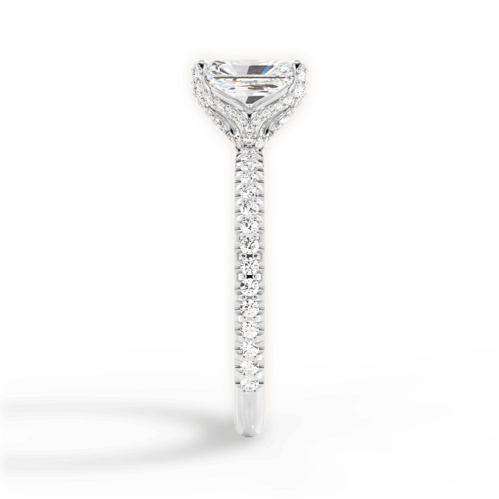 Cora Radiant Cut Lab Grown Diamond Platinum Engagement Ring - View 3