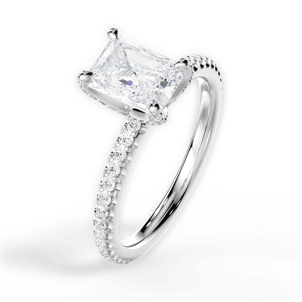 Cora Radiant Cut Lab Grown Diamond 14Kt White Gold Engagement Ring - View 2