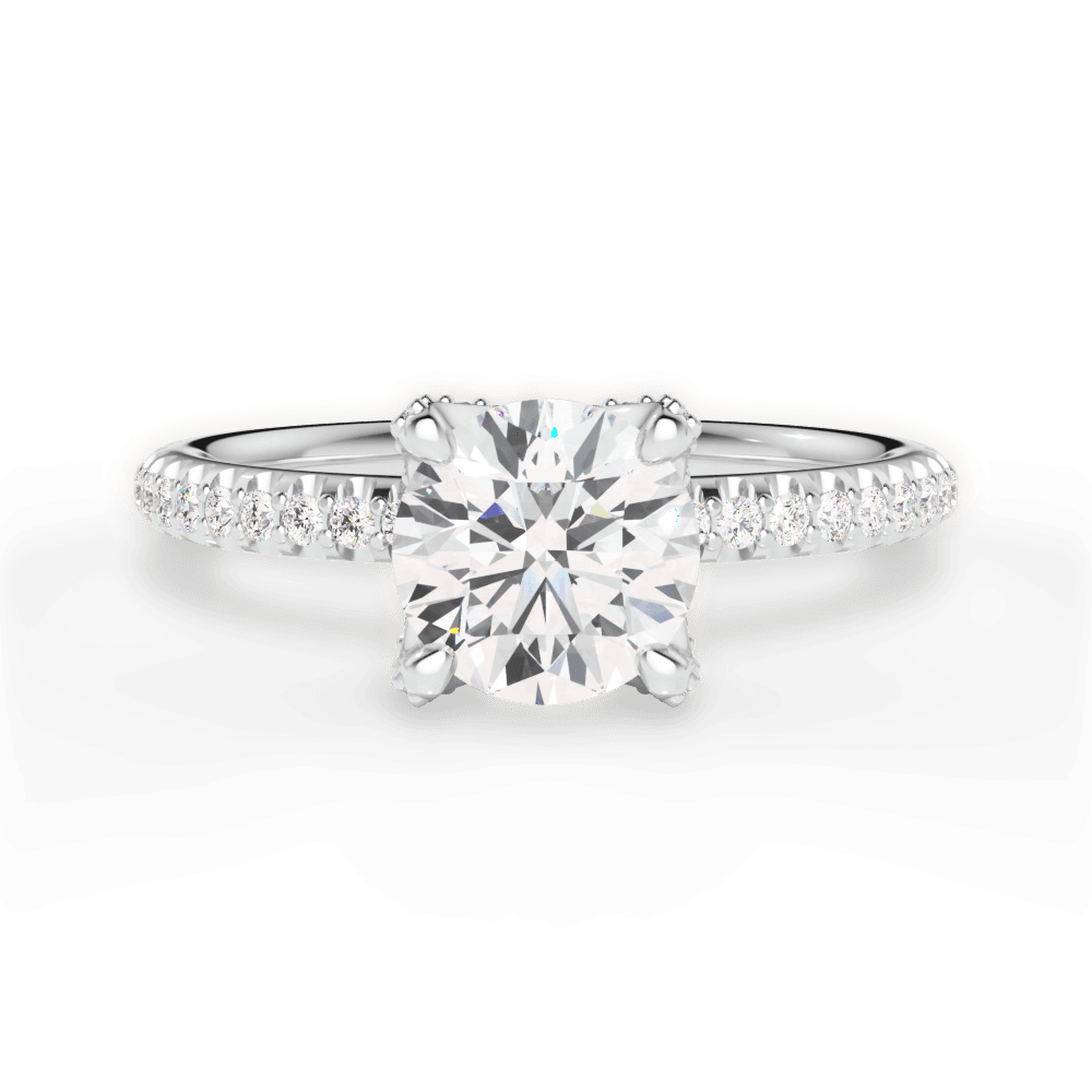 Cora Round Cut Lab Grown Diamond 14Kt White Gold Engagement Ring