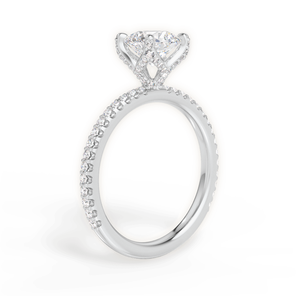 Cora Round Cut Lab Grown Diamond 14Kt White Gold Engagement Ring - View 3