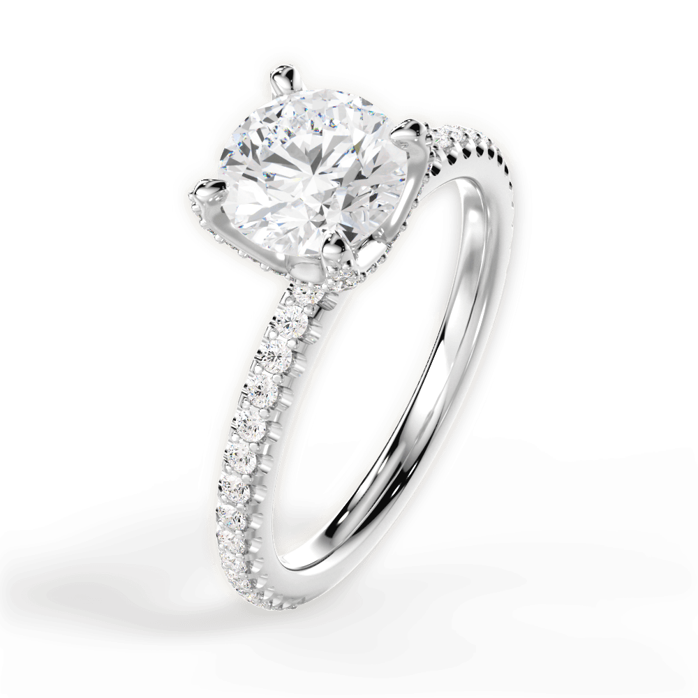Cora Round Cut Lab Grown Diamond 18Kt White Gold Engagement Ring - View 4