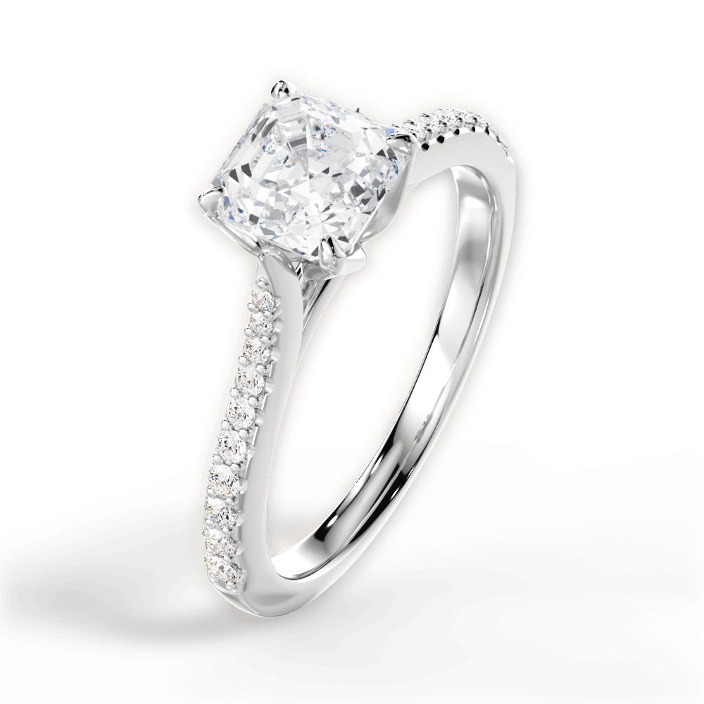 Danielle Asscher Cut Lab Grown Diamond Platinum Engagement Ring - View 4