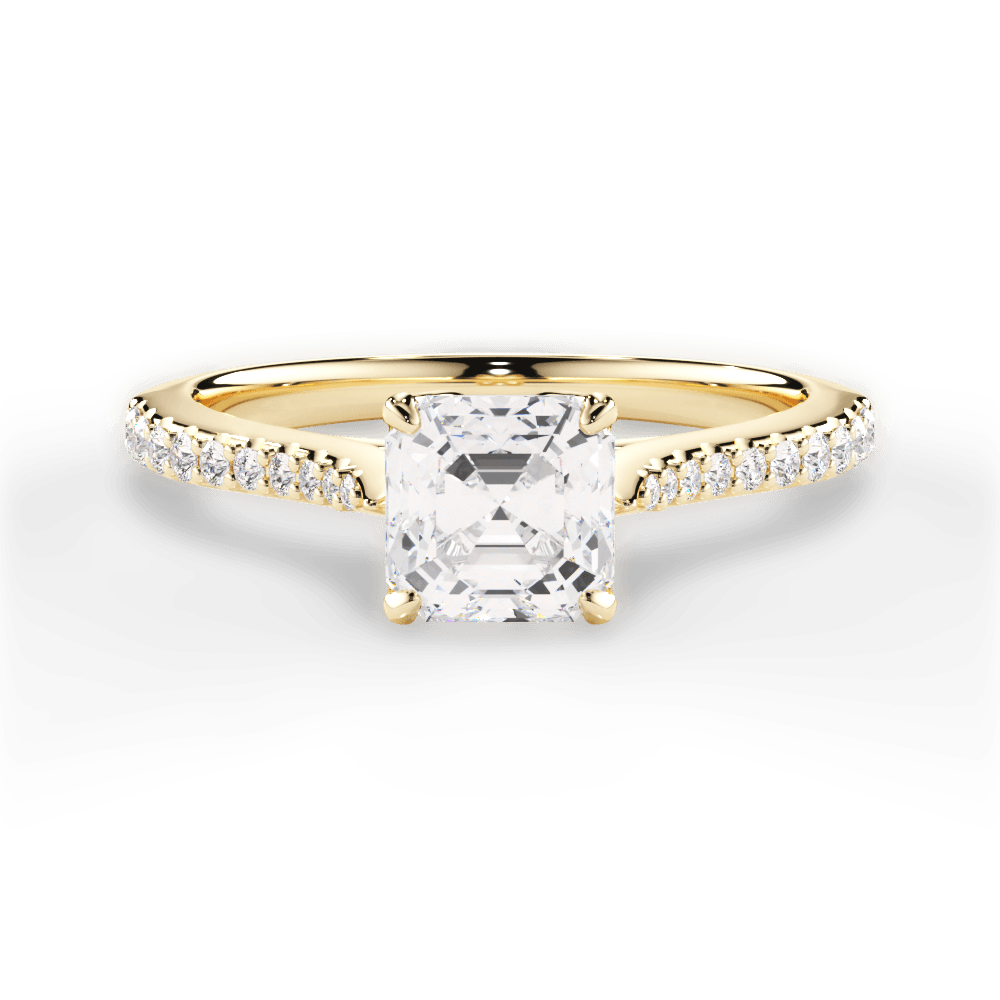 Danielle Asscher Cut Lab Grown Diamond 18Kt Yellow Gold Engagement Ring
