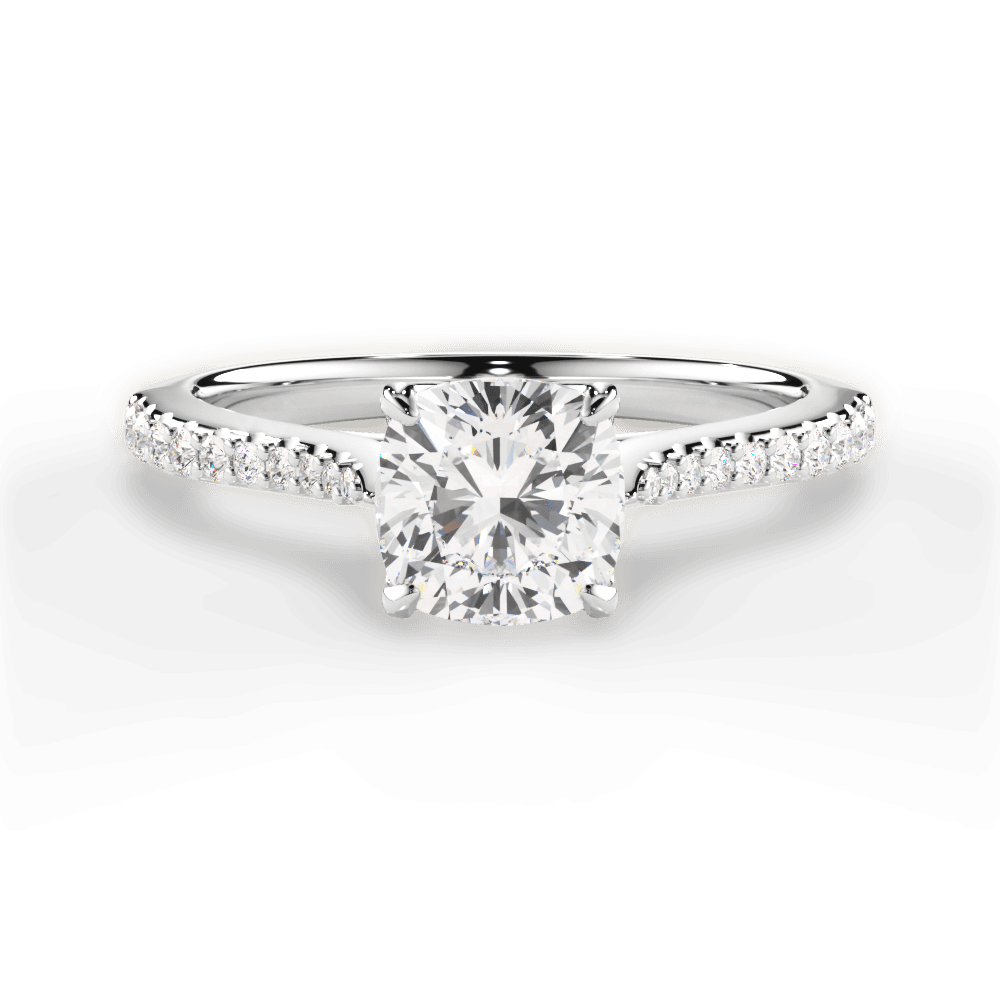 Danielle Cushion Cut Lab Grown Diamond 14Kt White Gold Engagement Ring