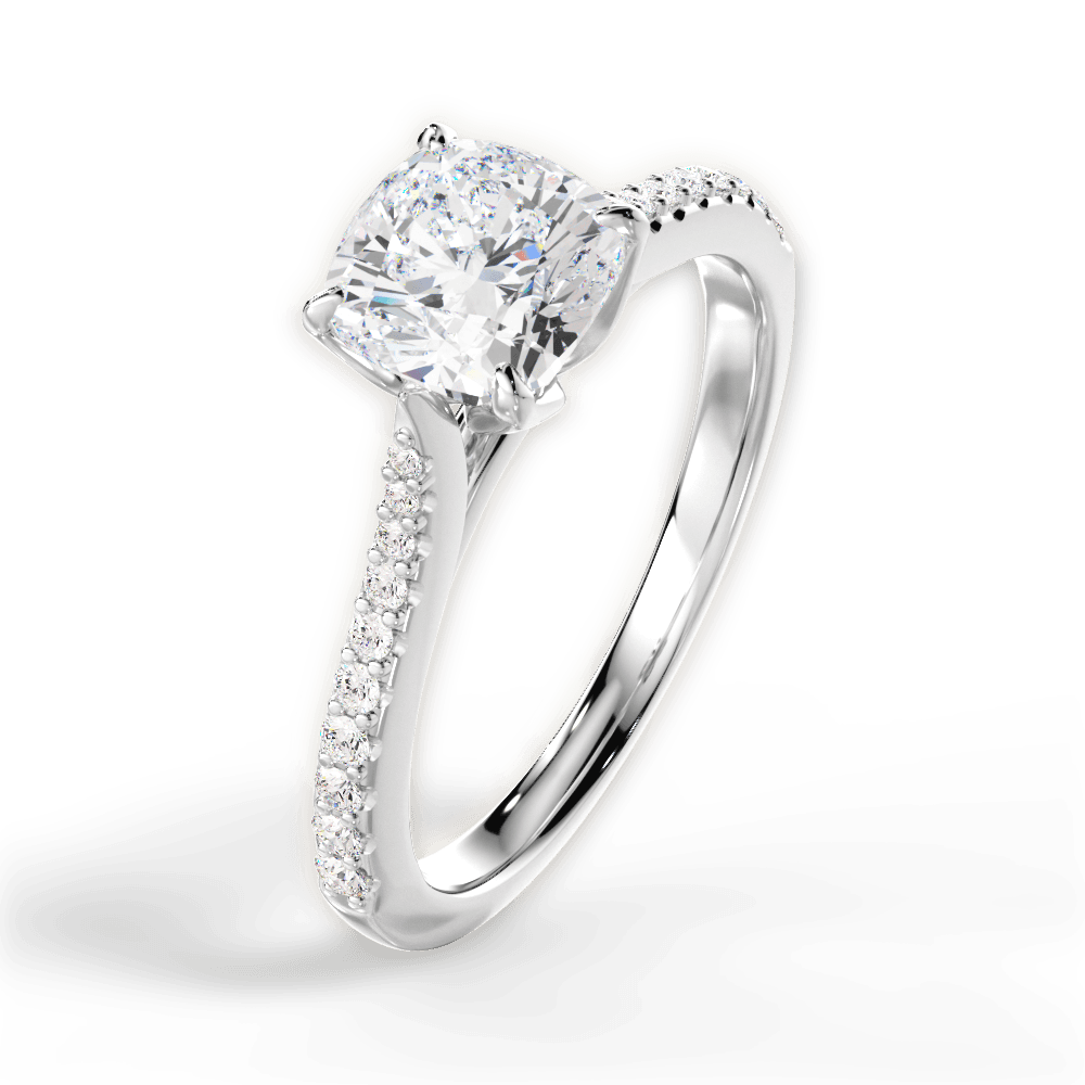 Danielle Cushion Cut Lab Grown Diamond 14Kt White Gold Engagement Ring - View 4
