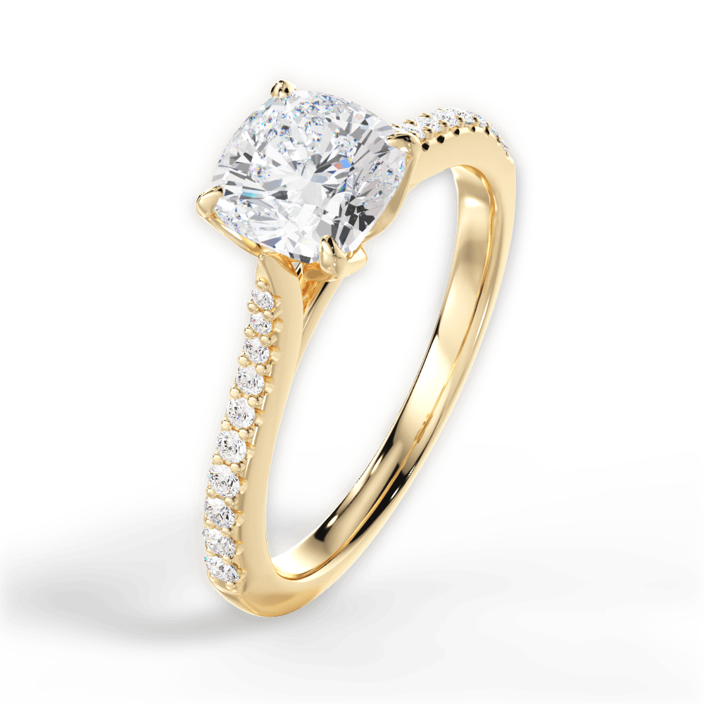 Danielle Cushion Cut Lab Grown Diamond 18Kt Yellow Gold Engagement Ring - View 3