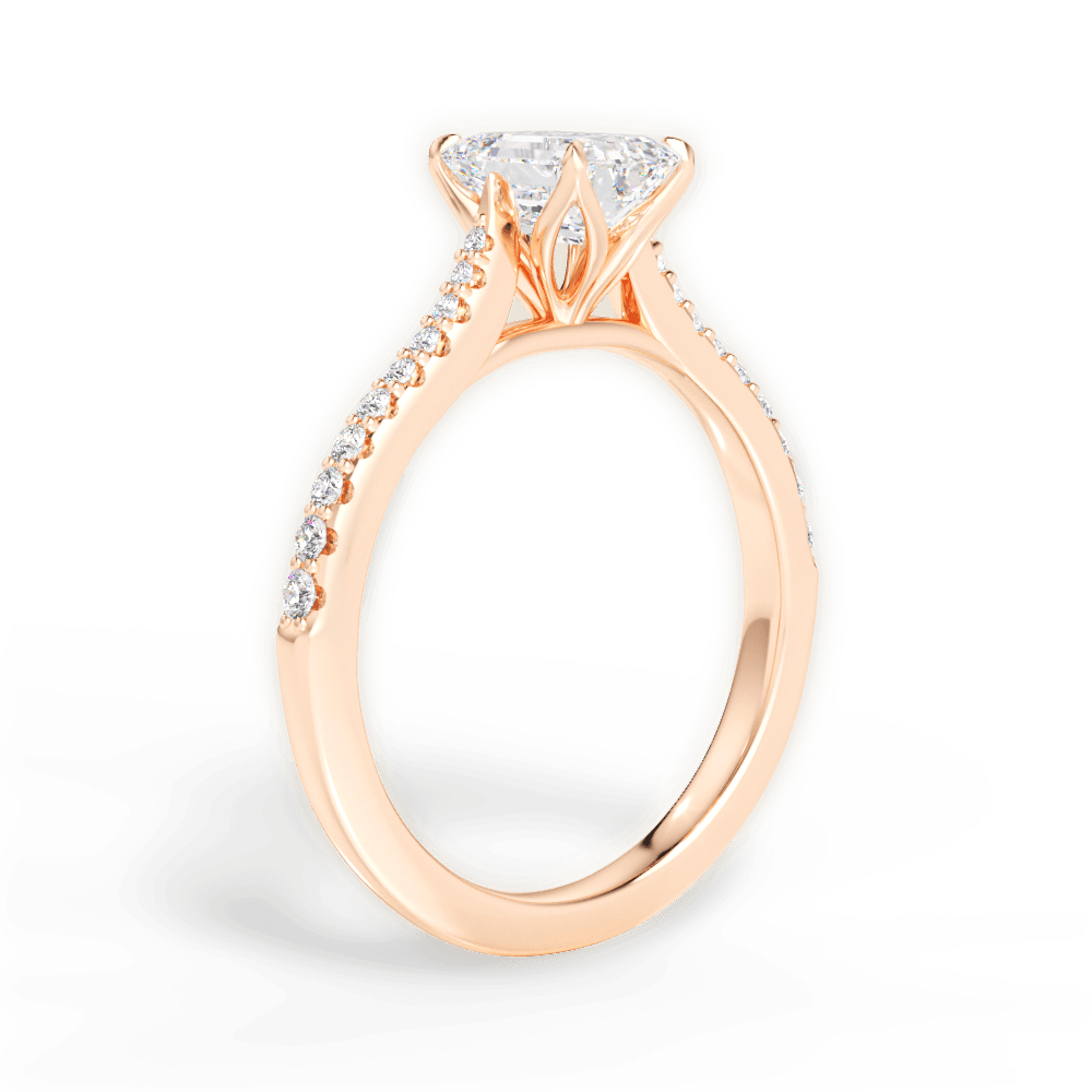 Danielle Emerald Cut Lab Grown Diamond 18Kt Rose Gold Engagement Ring - View 2
