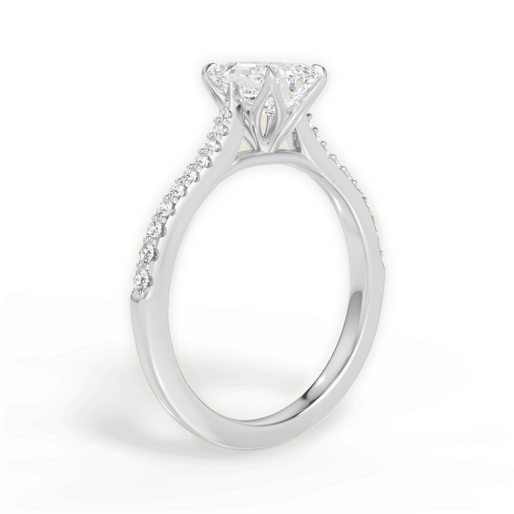 Danielle Emerald Cut Lab Grown Diamond 18Kt White Gold Engagement Ring - View 3