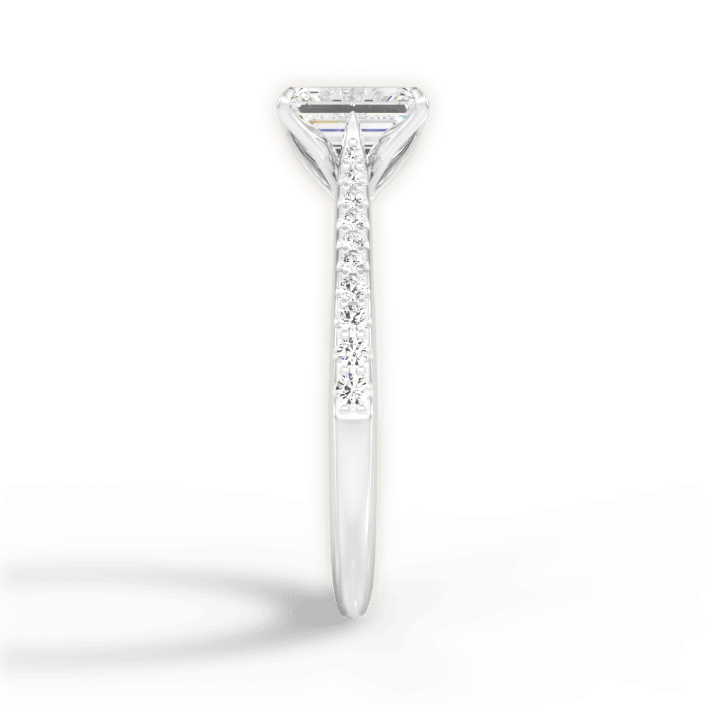 Danielle Emerald Cut Lab Grown Diamond 14Kt White Gold Engagement Ring - View 2