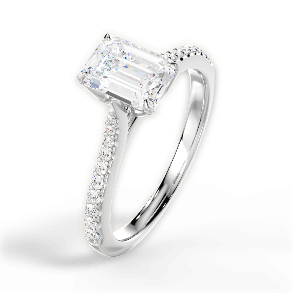 Danielle Emerald Cut Lab Grown Diamond 18Kt White Gold Engagement Ring - View 4