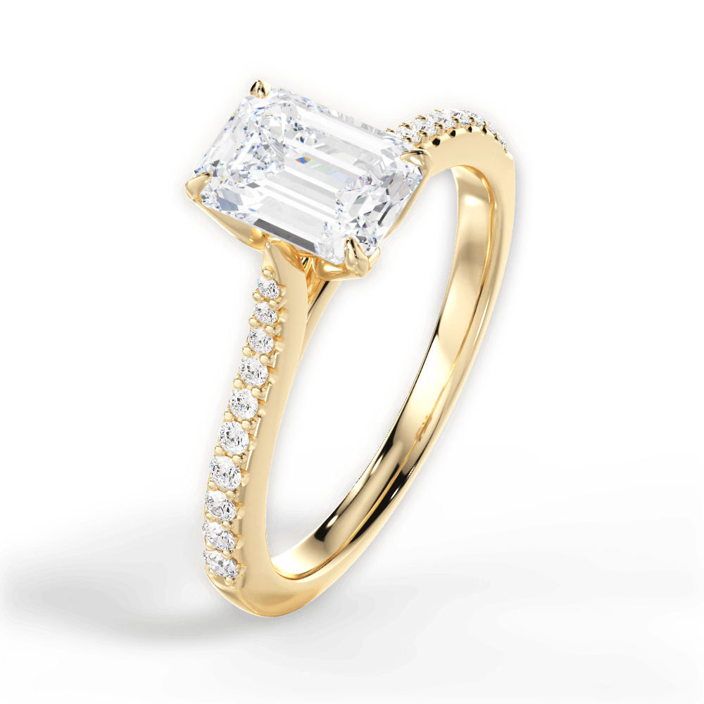 Danielle Emerald Cut Lab Grown Diamond 18Kt Yellow Gold Engagement Ring - View 3