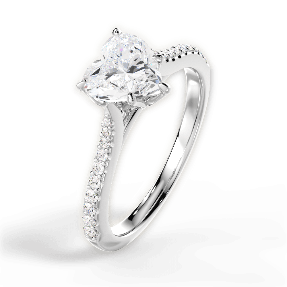 Danielle Heart Cut Lab Grown Diamond 18Kt White Gold Engagement Ring - View 4