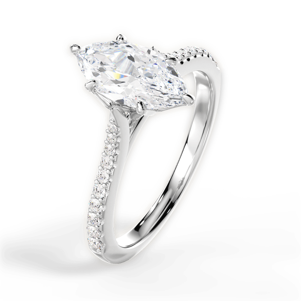 Danielle Marquise Cut Lab Grown Diamond 14Kt White Gold Engagement Ring - View 4