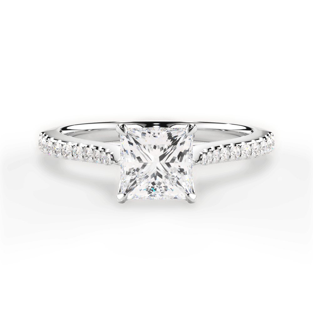Danielle Princess Cut Lab Grown Diamond 18Kt White Gold Engagement Ring