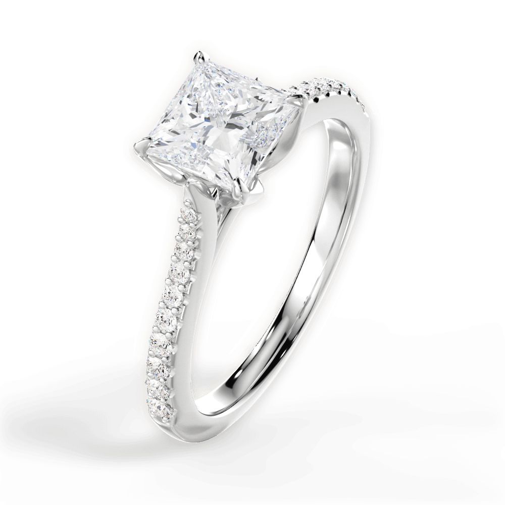 Danielle Princess Cut Lab Grown Diamond Platinum Engagement Ring - View 4
