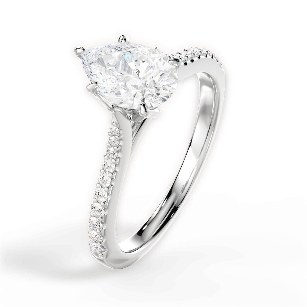 Danielle Pear Cut Lab Grown Diamond 18Kt White Gold Engagement Ring - View 4