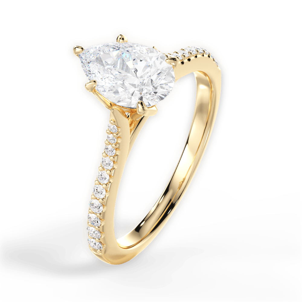 Danielle Pear Cut Lab Grown Diamond 18Kt Yellow Gold Engagement Ring - View 4