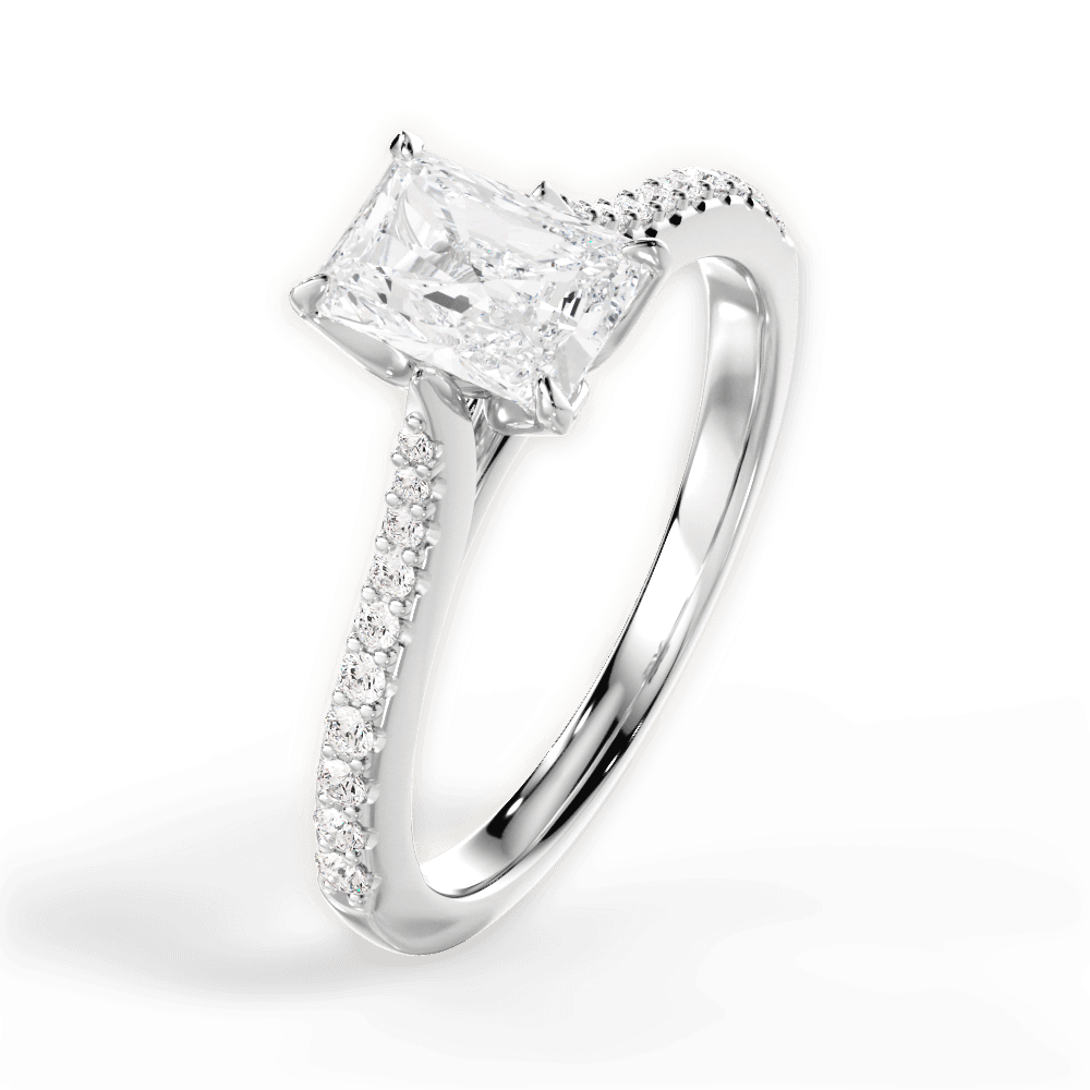 Danielle Radiant Cut Lab Grown Diamond 14Kt White Gold Engagement Ring - View 3