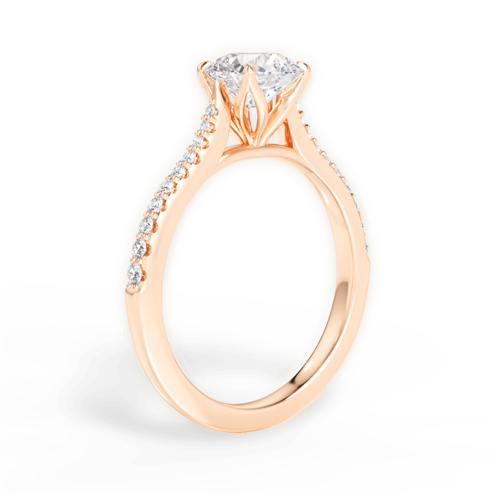 Danielle Round Cut Lab Grown Diamond 18Kt Rose Gold Engagement Ring - View 4