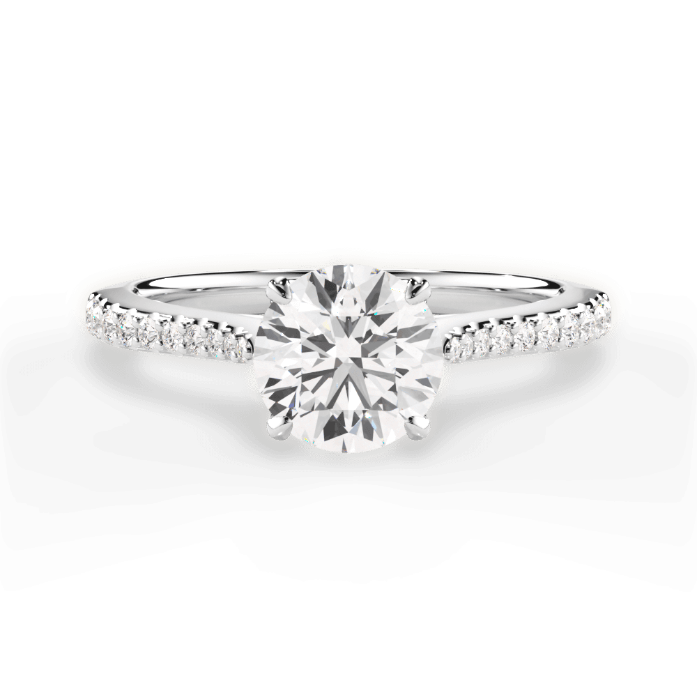 Danielle Round Cut Lab Grown Diamond 18Kt White Gold Engagement Ring