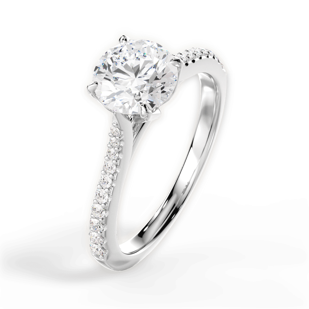 Danielle Round Cut Lab Grown Diamond 14Kt White Gold Engagement Ring - View 3