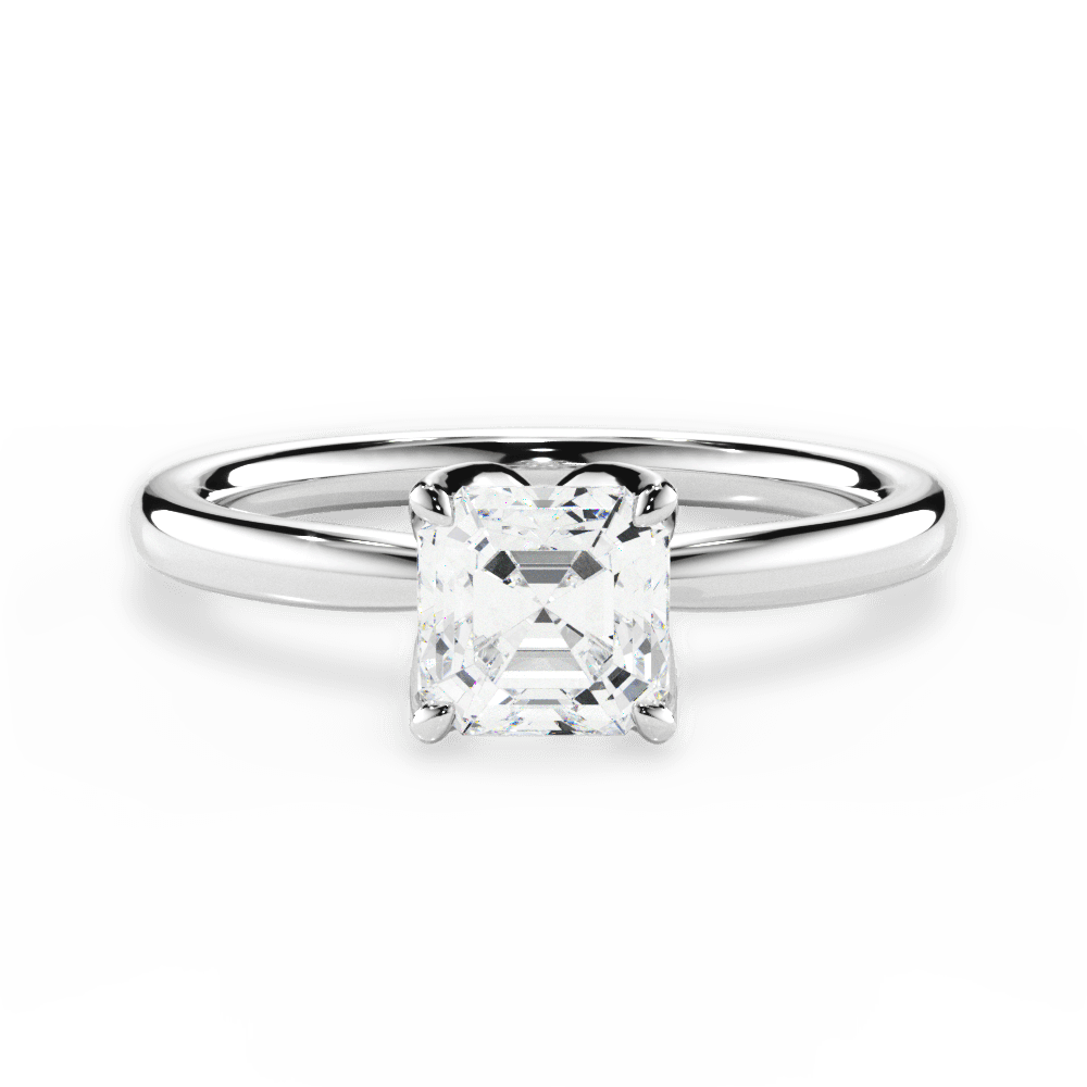 Abigail Asscher Cut Lab Grown Diamond 14Kt White Gold Engagement Ring