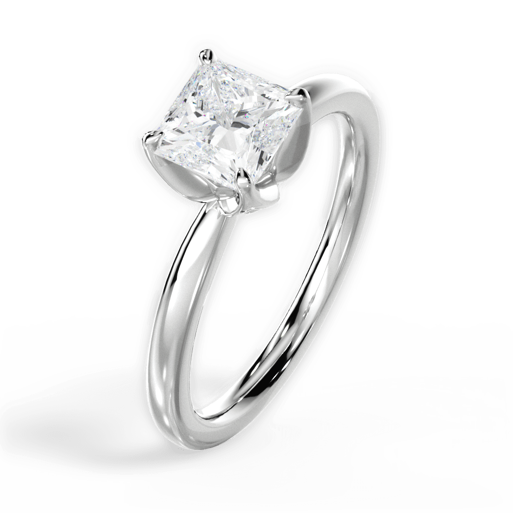 Abigail Princess Cut Lab Grown Diamond 18Kt White Gold Engagement Ring - View 3