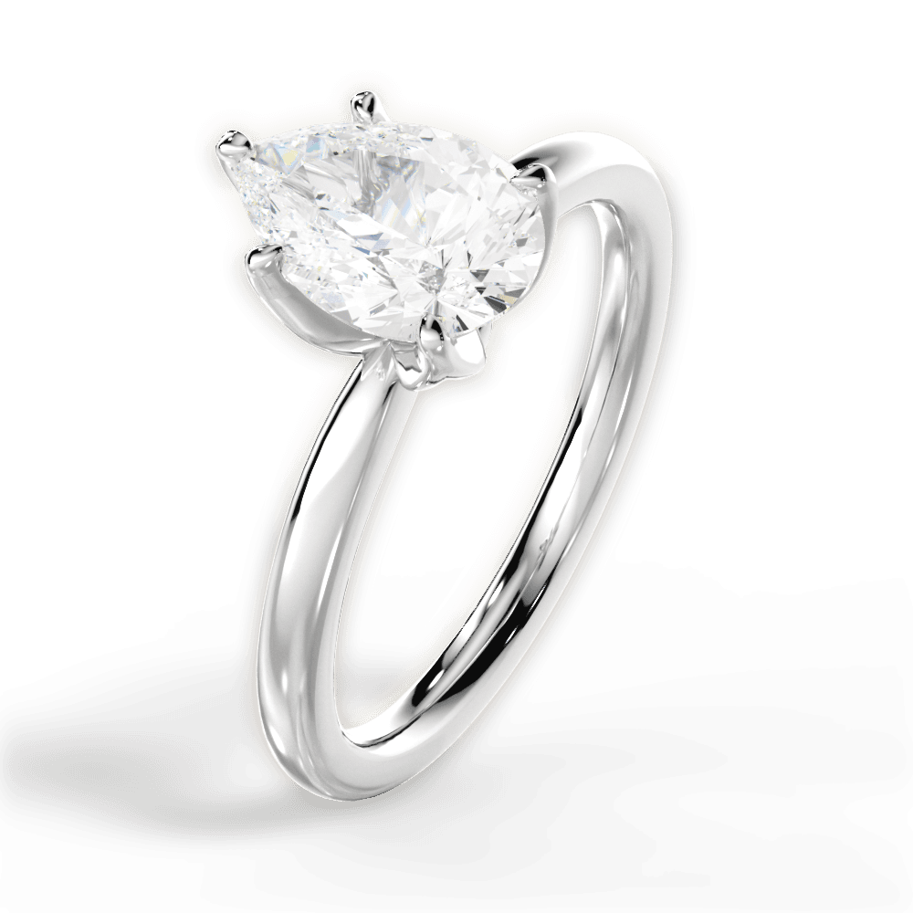 Abigail Pear Cut Lab Grown Diamond 18Kt White Gold Engagement Ring - View 4